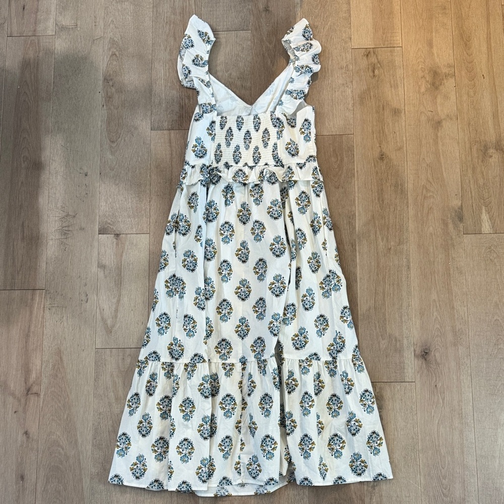 A-Line Maxi White and Blue Women’s Maxi Dress with pockets by J. Crew - Picture 12 of 15